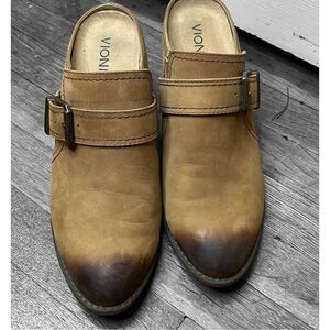 Vionic Cheyenne Brown Suede Leather Mule Heeled Bootie’s Size 9 New